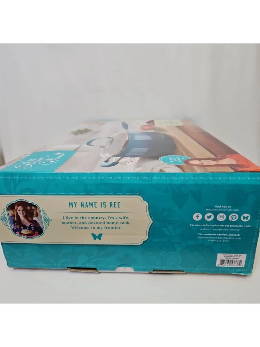 The Pioneer Woman Ombre Teal 4.5-Quart Classic Ceramic Jumbo Pan w/Lid New